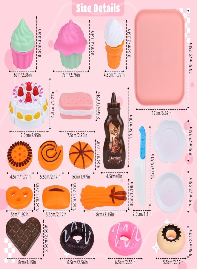 Fegalop Play Food Set for Kids, 21PCS Pretend Dessert Food Toys Sets with Cutting Toys Ice Cream and Cake,Plastic Cupcake, Baking Cookies,Pretend Play Dessert Food for Toddler Girls Princess Birthday Gift - Image 3